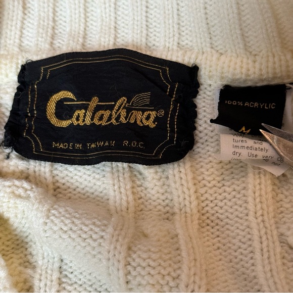 VTG Fisherman Cableknit Cardigan Sweater Women’s Sz Medium Catalina 70’s Acrylic - Picture 4 of 4